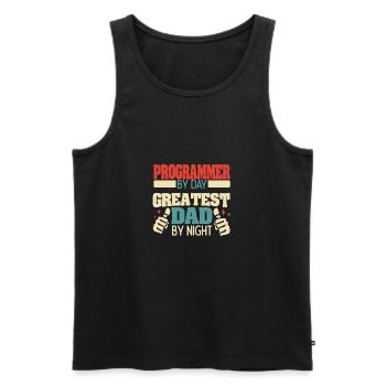 Programmer by day, greatest dad by night - Men's Premium Organic Tank Top - black - Front - Michal (187cm)