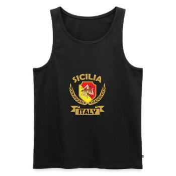 Sicila Italy Italienisch Wappen Flagge Italien - Männer Premium Bio Tank Top - Schwarz - Vorne - AI Model Male 178 light (178cm)