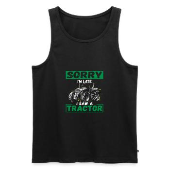 Sorry I'm Late I Saw A Tractor - Men's Premium Organic Tank Top - black - Front - Michal (187cm)