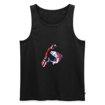 Fishing trip Fishing in Norway - Men's Premium Organic Tank Top - black - Front - AI Model Male 178 light (178cm)