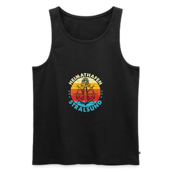 Heimathafen Stralsund - Männer Premium Bio Tank Top - Schwarz - Vorne - AI Model Male 178 light (178cm)
