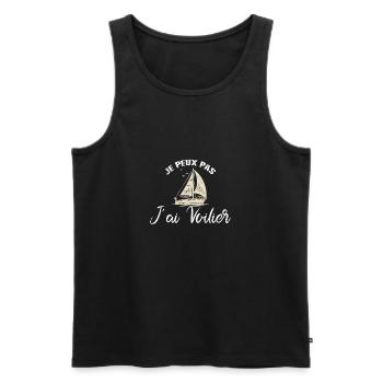 Je peux pas j'ai Voilier Voile Idée Cadeau Marin - Débardeur bio Premium Homme - noir - Devant - AI Model Male 178 light (178cm)