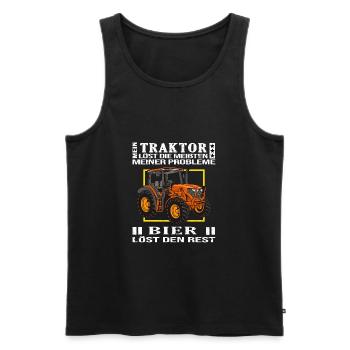 traktor ernte bauer fährt trecker trinkt bier - Männer Premium Bio Tank Top - Schwarz - Vorne - Michal (187cm)