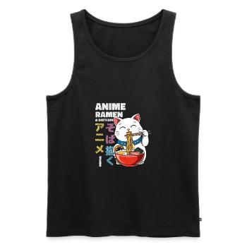 Anime Ramen und Skizzieren - Otaku Lucky Cat - Männer Premium Bio Tank Top - Schwarz - Vorne - Michal (187cm)