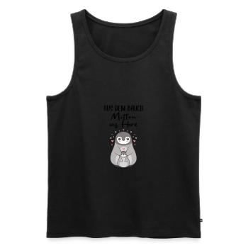 Aus dem Bauch mitten ins Herz Geschenk Geburt - Männer Premium Bio Tank Top - Schwarz - Vorne - AI Model Male 178 light (178cm)