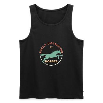 Easily Distracted By Horses Horse Rider Horses - Männer Premium Bio Tank Top - Schwarz - Vorne - AI Model Male 178 light (178cm)