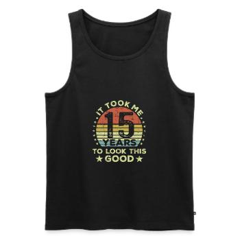 It took me 15 years to look this good - Men's Premium Organic Tank Top - black - Front - Michal (187cm)