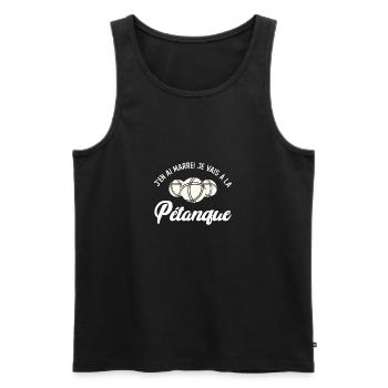 J'en Ai Marre Je Vais à La Pétanque - Débardeur bio Premium Homme - noir - Devant - Michal (187cm)