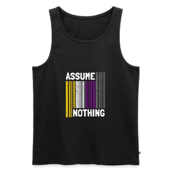 Nonbinary I LGBT Pride I Flag Barcode I Assume - Männer Premium Bio Tank Top - Schwarz - Vorne - AI Model Male 178 light (178cm)