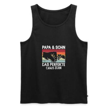 Papa Sohn Vater Papa - Männer Premium Bio Tank Top - Schwarz - Vorne - Michal (187cm)