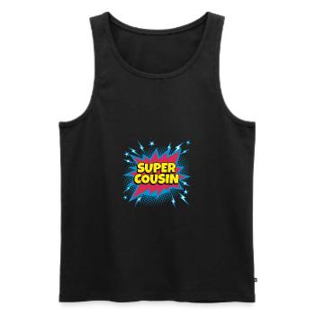Super Cousin super héro supercousin - Débardeur bio Premium Homme - noir - Devant - Michal (187cm)