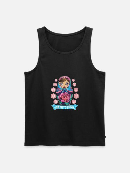 Russie URSS Matryoshka Poupée Uschanka - Débardeur bio Premium Homme - noir