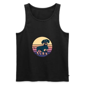 Wiener Dog Dachshund - Men's Premium Organic Tank Top - black - Front - AI Model Male 178 light (178cm)