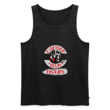 T shirt cariste logistique idée cadeaux père mère - Débardeur bio Premium Homme - noir - Devant - AI Model Male 178 light (178cm)