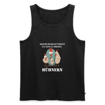Lustiges Hühner Bauern Design mit Therapie Spruch - Männer Premium Bio Tank Top - Schwarz - Vorne - AI Model Male 178 light (178cm)
