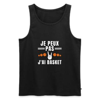 Je peux pas j ai basket signe de la main - Débardeur bio Premium Homme - noir - Devant - Michal (187cm)