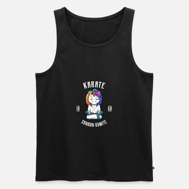 Karate Einhorn - Männer Premium Bio Tank Top - Schwarz