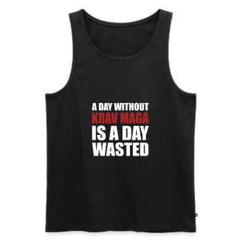 Krav Maga Training - Ein Tag ohne Krav Maga ist - Männer Premium Bio Tank Top - Schwarz - Vorne - Michal (187cm)