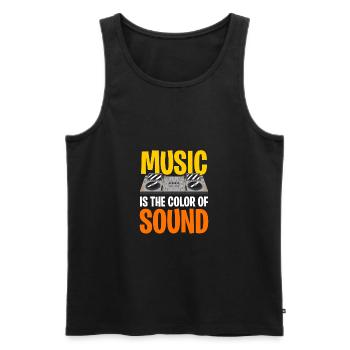 La musique est la couleur du son casque Dj Mixer - Débardeur bio Premium Homme - noir - Devant - AI Model Male 178 light (178cm)