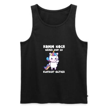 komm noch näher und es klatscht Glitzer - Männer Premium Bio Tank Top - Schwarz - Vorne - Michal (187cm)