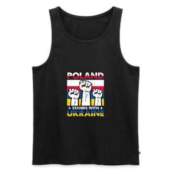 I Stand With Ukraine Poland Stands With Ukraine - Men's Premium Organic Tank Top - black - Front - Michal (187cm)