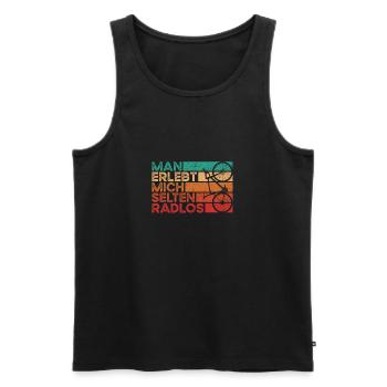 Man Erlebt Mich Selten Radlos. - Männer Premium Bio Tank Top - Schwarz - Vorne - Michal (187cm)