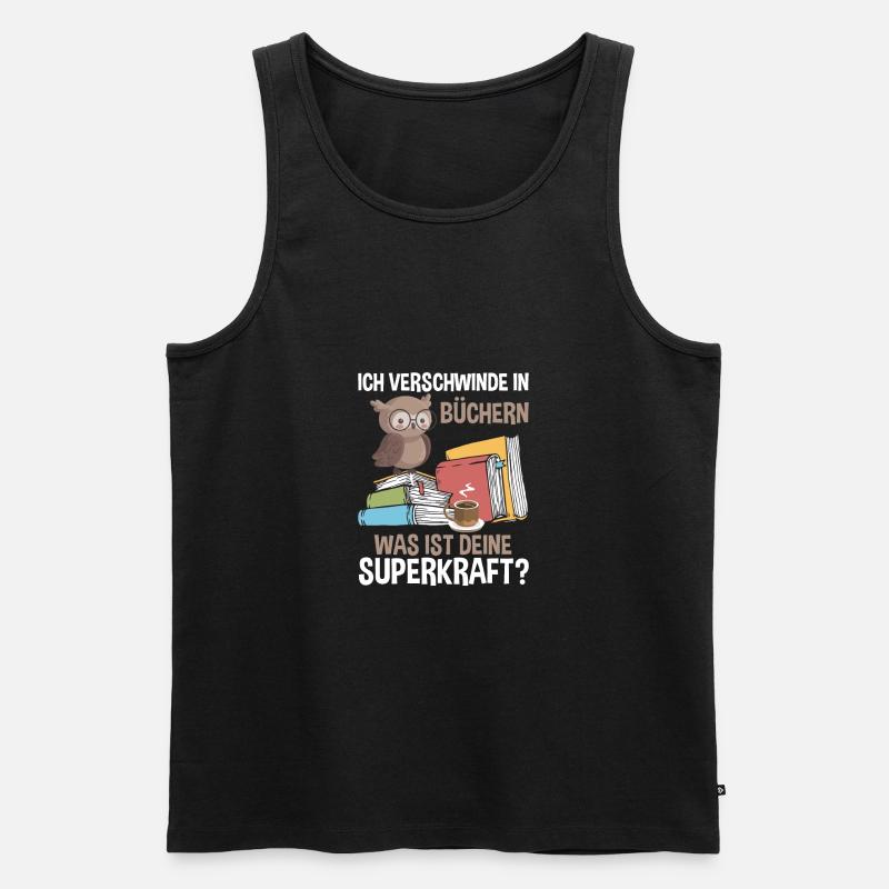 Ich Verschwinde In Büchern - Männer Premium Bio Tank Top - Schwarz