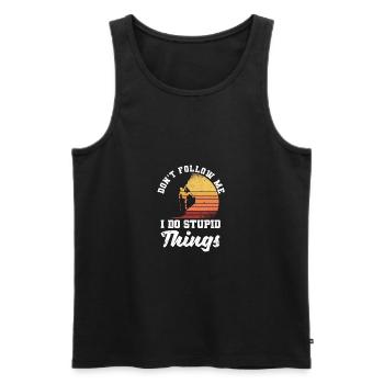 Folgt mir nicht, ich mache dumme Sachen Bouldern - Männer Premium Bio Tank Top - Schwarz - Vorne - Michal (187cm)
