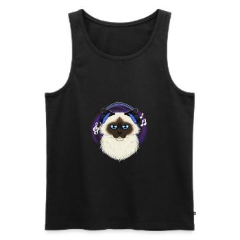 Cute Birman Cat I Music Lover I Headphones - Men's Premium Organic Tank Top - black - Front - AI Model Male 178 light (178cm)