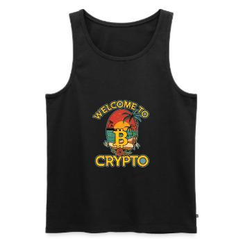 Welcome to Crypto, Bitcoin Summer - Men's Premium Organic Tank Top - black - Front - AI Model Male 178 light (178cm)
