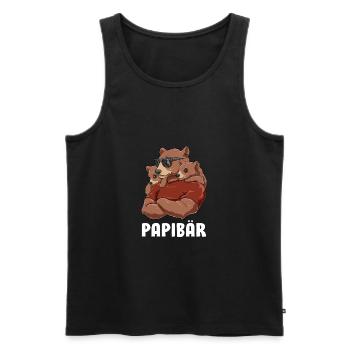 Papibär Vater Tochter Sohn Geschwister Zwillinge - Männer Premium Bio Tank Top - Schwarz - Vorne - Michal (187cm)