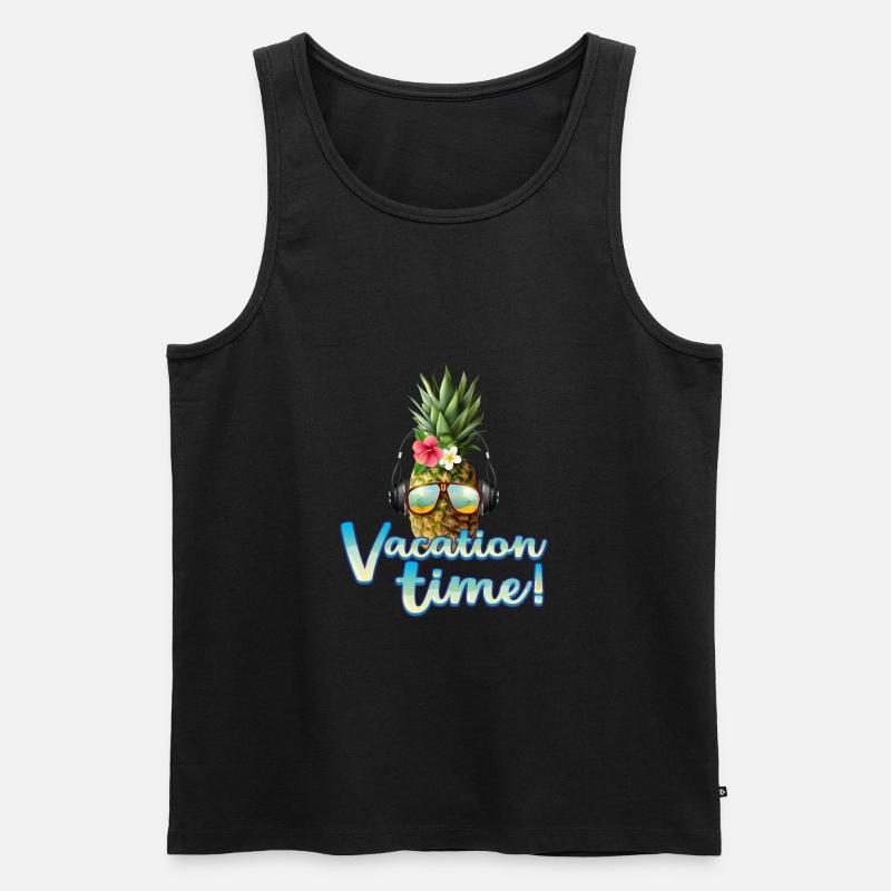 Vacation time - Urlaubszeit - Ananas - Männer Premium Bio Tank Top - Schwarz