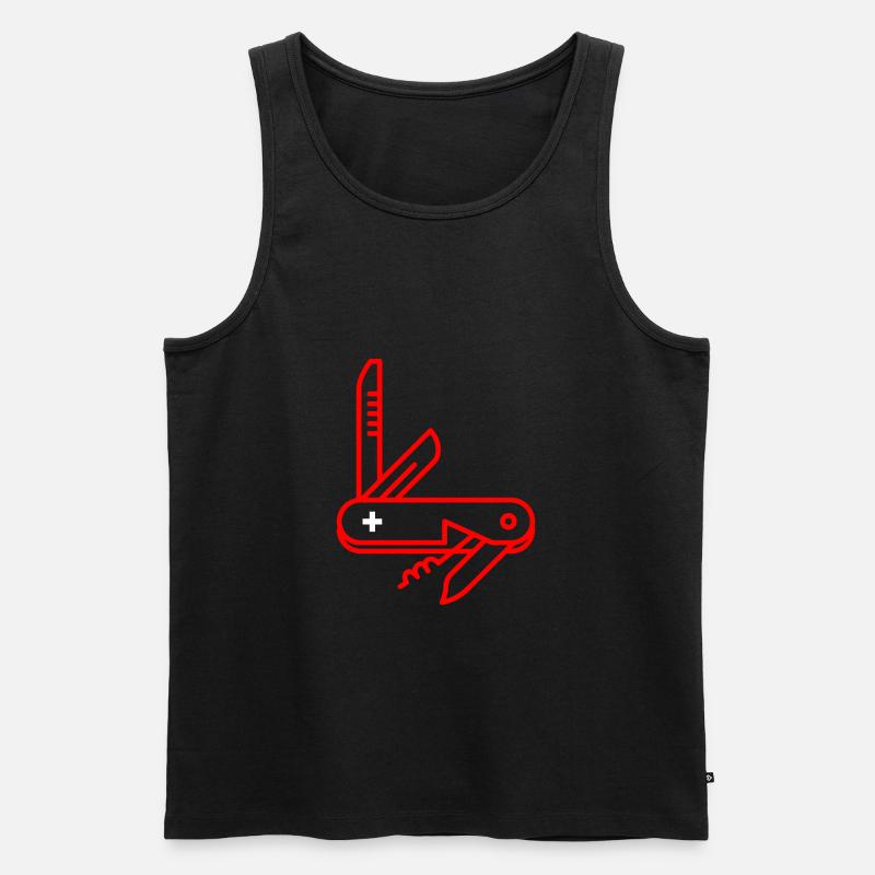 Schweizer Taschenmesser - Männer Premium Bio Tank Top - Schwarz