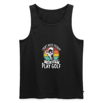 Ich brauche keine Therapie, ich muss nur Golf - Männer Premium Bio Tank Top - Schwarz - Vorne - Michal (187cm)