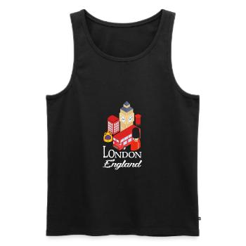 London - Männer Premium Bio Tank Top - Schwarz - Vorne - AI Model Male 178 light (178cm)