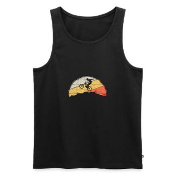 VTT VTT Nature Montagnes Rétro Vintage - Débardeur bio Premium Homme - noir - Devant - AI Model Male 178 light (178cm)