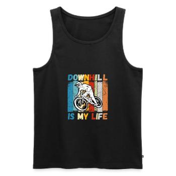 Downhill is My Life VTT RetroVintage - Débardeur bio Premium Homme - noir - Devant - Michal (187cm)