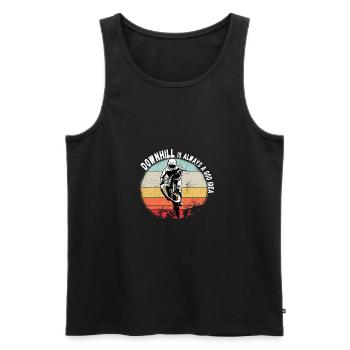 La descente est toujours une bonne idée VTT RetroVintage - Débardeur bio Premium Homme - noir - Devant - Michal (187cm)