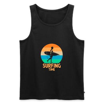Temps de surf - Débardeur bio Premium Homme - noir - Devant - AI Model Male 178 light (178cm)