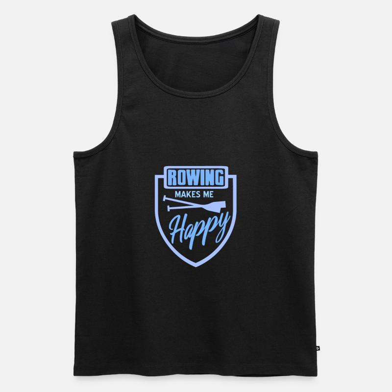 Rowing Makes Me Happy Rowing Paddle Designs - Männer Premium Bio Tank Top - Schwarz