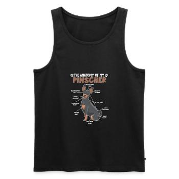 Pinscher Anatomie Drôle Chien Propriétaire Promenade - Débardeur bio Premium Homme - noir - Devant - Michal (187cm)