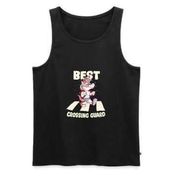 Dessin animé Crossing Guard Unicorn - Débardeur bio Premium Homme - noir - Devant - Michal (187cm)