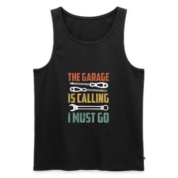 The Garage Is Calling I Must Go Mechanic Tool Wor - Männer Premium Bio Tank Top - Schwarz - Vorne - Michal (187cm)