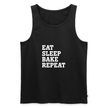 EAT SLEEP BAKE REPEAT FUNNY SARCASTIC - Männer Premium Bio Tank Top - Schwarz - Vorne - AI Model Male 178 light (178cm)