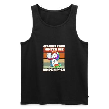 Weincorn Wein Einhorn - Saufen Trinken - Lustiges - Männer Premium Bio Tank Top - Schwarz - Vorne - Michal (187cm)
