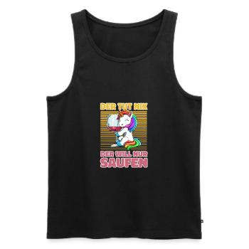 Saufen Bier Trinken Einhorn - Lustiges Saufen - Männer Premium Bio Tank Top - Schwarz - Vorne - Michal (187cm)