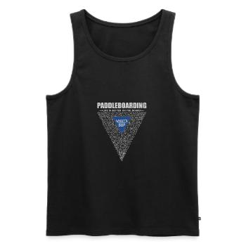 La vie est meilleure sur la planche, SUP WHAT’S SUP - Débardeur bio Premium Homme - noir - Devant - AI Model Male 178 light (178cm)