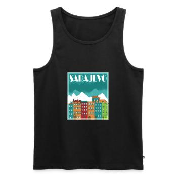 Sarajevo Landscape Vintage Art - Men's Premium Organic Tank Top - black - Front - Michal (187cm)