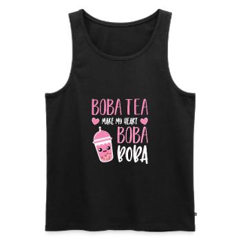 Powered By Tea Bubble Milk Tea Lovers Gift Idea - Men's Premium Organic Tank Top - black - Front - AI Model Male 178 light (178cm)