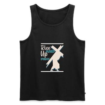 Happy Rise Up And Pray Retro Boho Religious Christ - Men's Premium Organic Tank Top - black - Front - Michal (187cm)